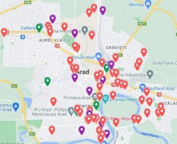 Harta locațiilor din Arad unde sălășluiesc oameni ai străzii, cerșetori și persoane cu trecut violent