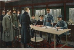 La 11 noiembrie 1918, semnarea tratatului de la Compiegne a pus capăt Primului Război Mondial