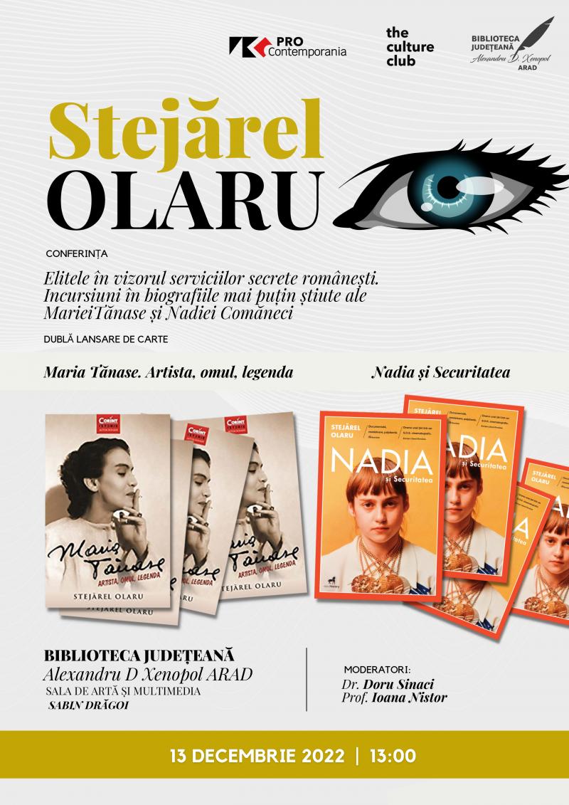 Conferință la Bibliotecă: istoricul Stejărel Olaru, despre Maria Tănase și Nadia Comăneci