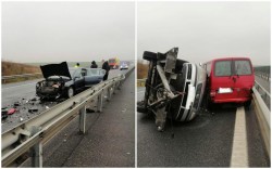 Încă un accident grav pe autostrada Arad-Timișoara, o persoană a ajuns la spital