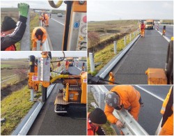 Lucrări de montare parapet pe autostradă în Arad și Timiș