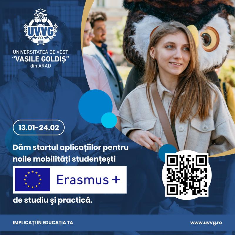 Start înscrieri la U.V.V.G. Arad pentru programul Erasmus+