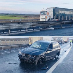 Familie tânără cu bebeluș, victime ale unui accident pe autostradă în zona Șagu

