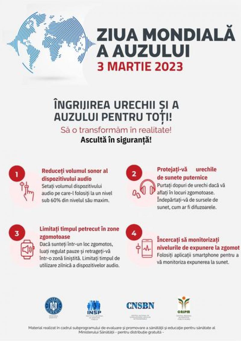 Peste 1,5 miliarde de oameni suferă de o scădere a auzului. 3 martie: Ziua Mondială a Auzului
