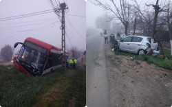 Autobuz electric implicat într-un accident! Două victime asistate medical de către echipajele SMURD