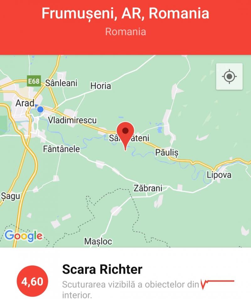 Aradul zguduit de un cutremur de 4,9 grade pe scara Richter. Epicentrul a fost lângă Frumușeni