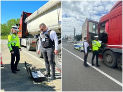 5 camioane imobilizate în urma unei acțiuni privind legalitatea transporturilor de mărfuri în județul Arad