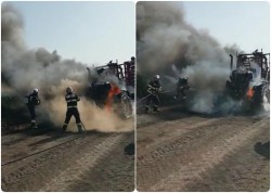 Un tractor s-a făcut scrum între Arad și Zădăreni