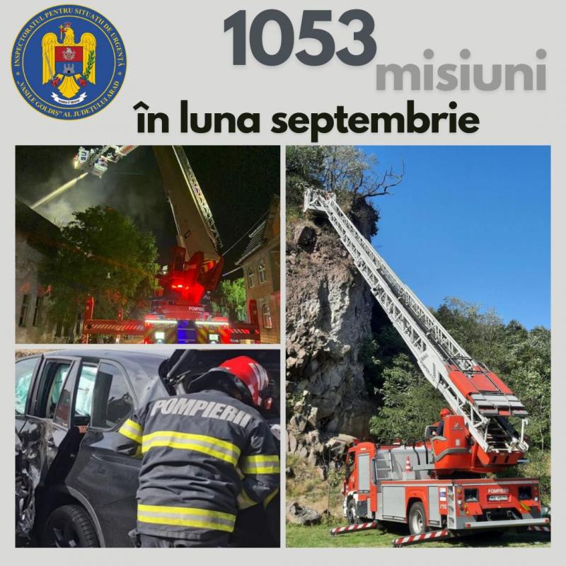 Septembrie de foc pentru pompierii arădeni. 1053 misiuni ale echipajelor de salvatori de la ISU Arad