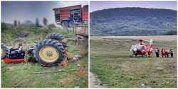 Un tânăr de 24 de ani a rămas prins sub tractor în zona Măderat după ce utilajul s-a răsturnat peste el. A fost solicitat elicopterul SMURD