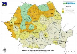 Secetă pedologică moderată în zona de câmpie a județului Arad și secetă pedologică puternică în aproape jumătate din țară