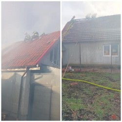 O anexă gospodărească și acoperișul unei case din Șofronea s-au făcut scrum în urma unui incendiu