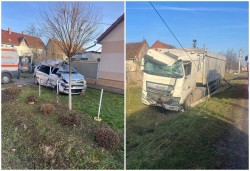 Victimă încarcerată în urma unei coliziuni produse între un camion și un autoturism la Caporal Alexa. A intervenit ambulanța SMURD