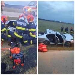 Două victime, dintre care o femeie în stop cardio respirator, în urma unui accident produs pe centura Ineului. Echipajul medical de pe ambulanță a reușit resuscitarea femeii

