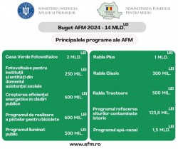 Miliarde de lei pentru 11 programe de interes major. Bugetul Administrației Fondului pentru Mediu pentru anul 2024 a fost aprobat