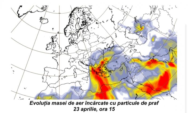 Transport de praf saharian în zona României 