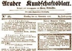 PASTILA DE ISTORIE: Primele ziare arădene: Tutti Frutti (1861 - lb. română), Arader Kundschaftsblatt (1837 - lb. germană), Aradi Hirdető (1840 - lb. maghiară)