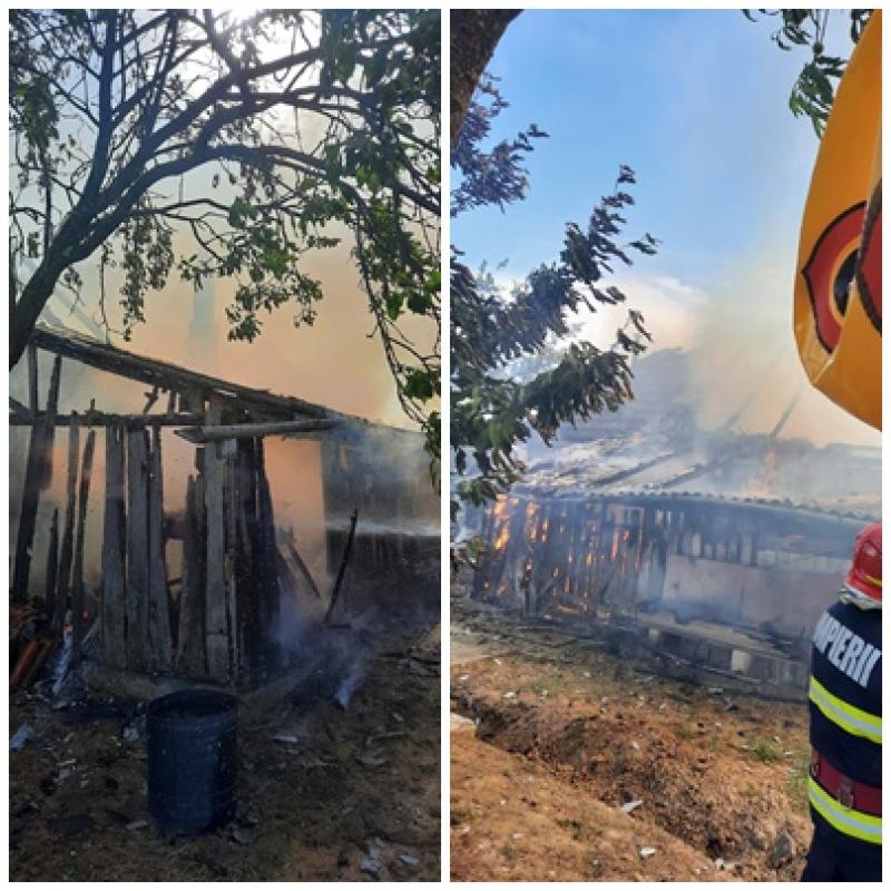 Gospodărie din Cuied salvată din ghearele focului de pompierii din Sebiș. Femeie transportată de SMURD la spital