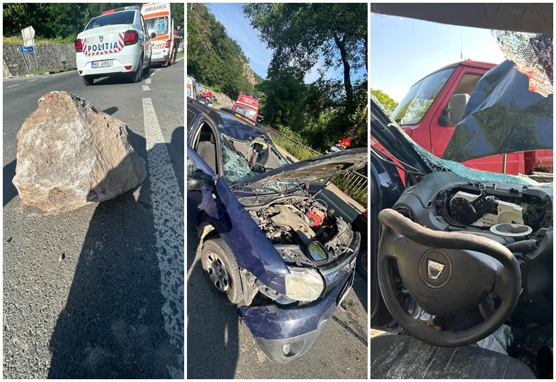 Accident stupid și deosebit de grav provocat de un bolovan la Gurahonț. Victima, consilierul  județean George Botizan, transportat cu elicopterul la UPU Arad