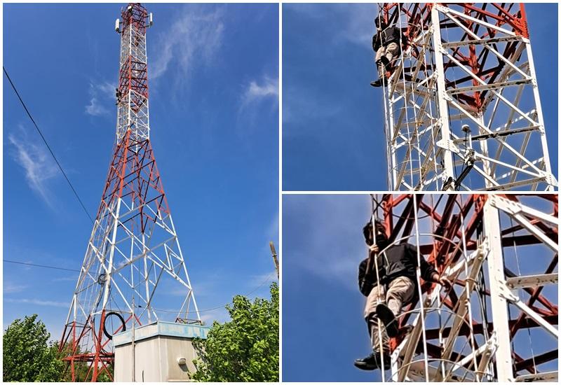 Dacă în Arad se urcă pe podul Traian, la Sânpetru German se urcă pe turnuri de comunicații