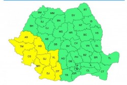Aradul și sud-vestul României sub cod galben de ploi și vijelii