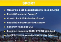 Sprijinim sportul arădean, pentru trecutul său glorios, pentru prezentul său, dar și pentru viitor