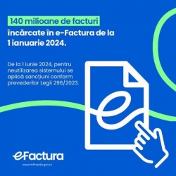 De la 1 iunie, nerespectarea termenului limită pentru transmiterea facturilor în sistemul naţional RO e-Factura se sancționează cu amendă