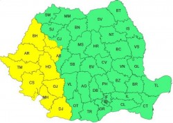 Nou cod galben de furtuni în 10 județe din vestul țării, inclusiv Arad


