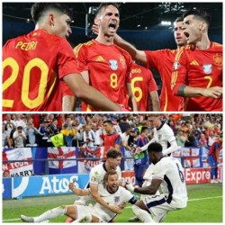 CLIPA DE EURO: Anglia calificare chinuită în sferturi. Curajoasa Georgia n-a putut ține piept Furiei Roja. Spania – Anglia și Anglia – Elveția, în primele 2 sferturi de finală