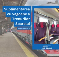 CFR suplimentează cu vagoane Trenurile Soarelui
