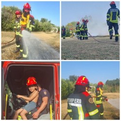 Modulul României de stins incendii pre-poziționat în Franța a intervenit în localitatea Bages