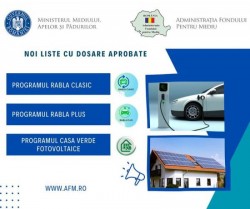 Noi dosare aprobate în cadrul programelor ”Rabla Plus”, ”Rabla Clasic” și ”Casa Verde Fotovoltaice”

