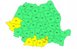 Deși harta României se înverzește în mare parte, Aradul nu scapă de Galben