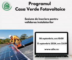 AFM organizează sesiune de înscriere pentru validarea instalatorilor în cadrul programului ”Casa Verde Fotovoltaice”