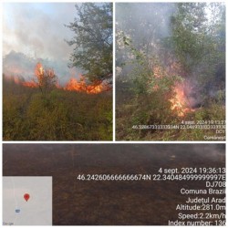 Focul face prăpăd în continuare în județul Arad. Pompierii au intervenit la 10 incendii doar într-o zi. 150 hectare de teren au fost pârjolite

