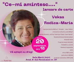 Rodica-Maria Vekaș își lansează volumul "Ce-mi amintesc...."