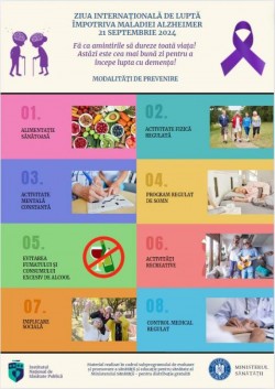 Ziua Internațională de Luptă Împotriva Maladiei Alzheimer - 21 Septembrie 2024. La nivel mondial, peste 55 de milioane de oameni suferă de demență

