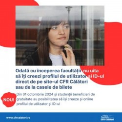 Facilitățile acordate studenților la călătoria cu trenul