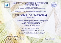 Premiile acordate în cadrul Salonului Internaţional de Fotografie "Ars Fotografica" Ediţia a XXIV-a Arad 2024
