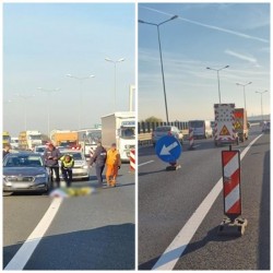 Accident mortal pe autostrada A1, sensul spre Timișoara. Un bărbat a decedat după ce a fost lovit de o mașină