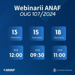 (ANAF) organizează seminare online dedicate facilităților prevăzute de OUG 107/2024