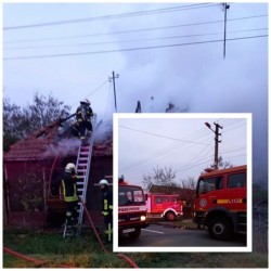 Casă în flăcări la Turnu. Au intervenit pompierii militari arădeni
