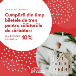 CFR Călători oferă reduceri de 10% la biletele cumpărate online


