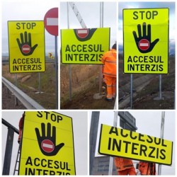 Indicatoare rutiere pe autostrada A1 pentru șoferii neatenți