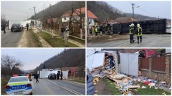 S-au trezit cu TIR-ul în curte după ce a trecut prin gard