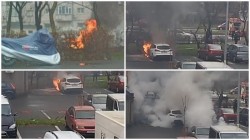 Mașină în flăcări în Micălaca