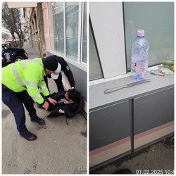Cuțitaș agresiv alergat pe străzile Aradului de polițiștii locali
