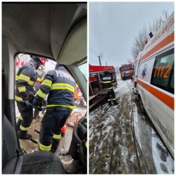 Accident cu 3 victime, dintre care una încarcerată, în Cuvin

