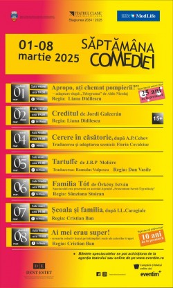 Maraton de bună dispoziție la Teatrul Clasic „Ioan Slavici”.  În 1 martie începe Săptămâna comediei

