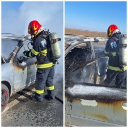 Mașină distrusă de flăcări între Chișineu-Criș și Sintea Mare
